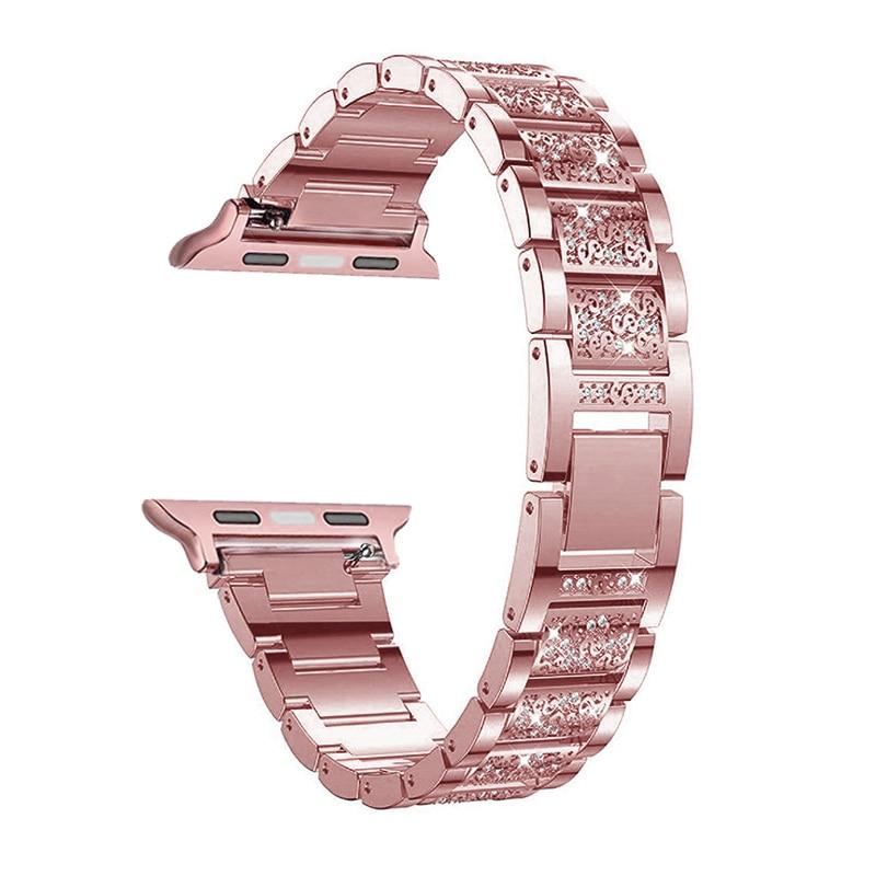 For Apple Watch Band Series 6 5 4 3 2 1 Women Lady Diamond Band Strap for iWatch 6 44MM 40MM 42MM 38MM Stainless Steel Bracelet