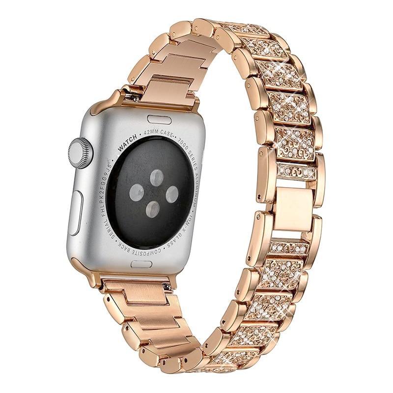 For Apple Watch Band Series 6 5 4 3 2 1 Women Lady Diamond Band Strap for iWatch 6 44MM 40MM 42MM 38MM Stainless Steel Bracelet