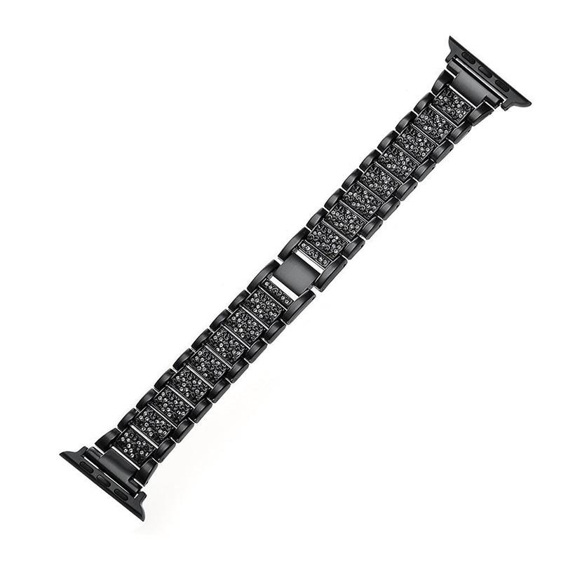 For Apple Watch Band Series 6 5 4 3 2 1 Women Lady Diamond Band Strap for iWatch 6 44MM 40MM 42MM 38MM Stainless Steel Bracelet