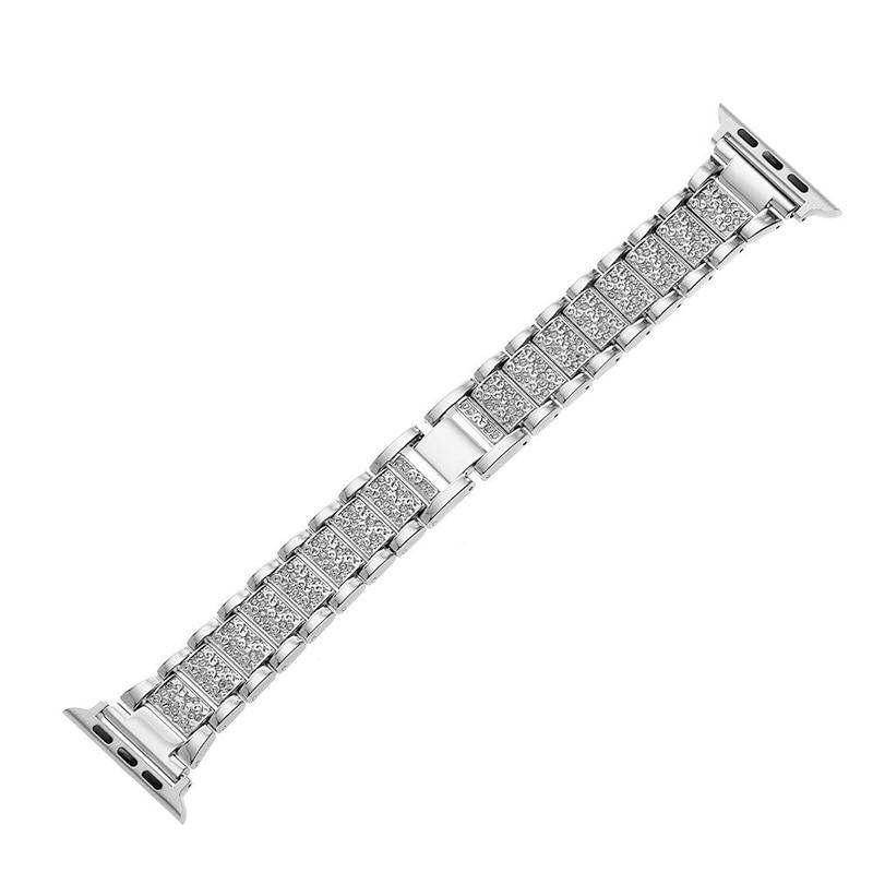 For Apple Watch Band Series 6 5 4 3 2 1 Women Lady Diamond Band Strap for iWatch 6 44MM 40MM 42MM 38MM Stainless Steel Bracelet