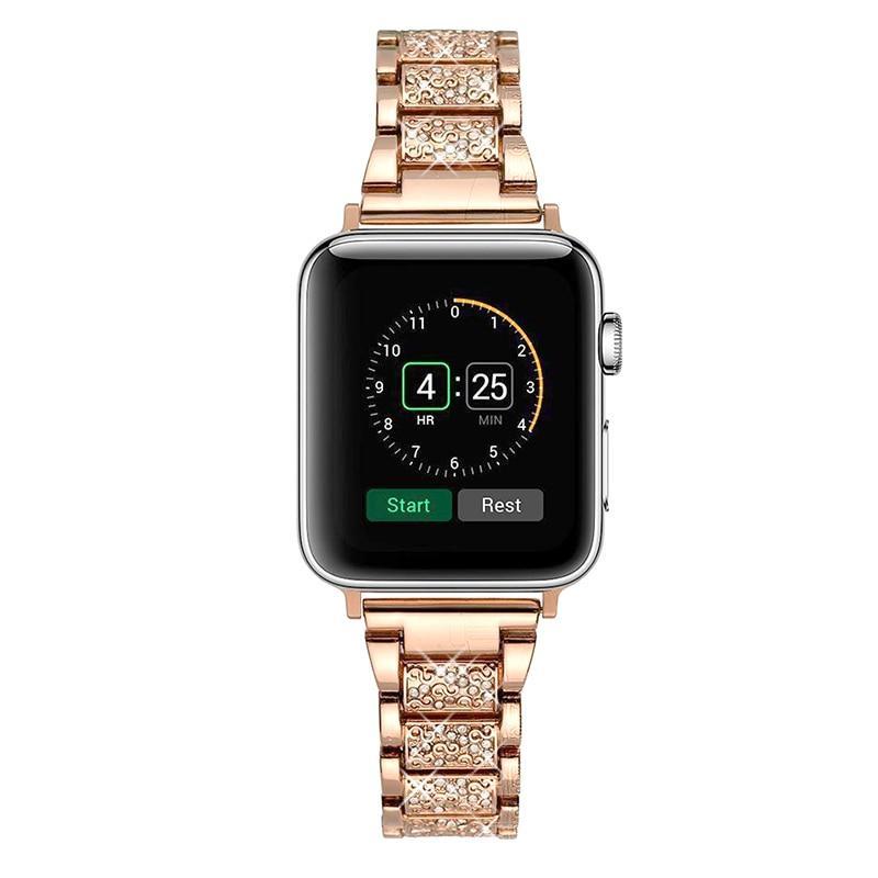 For Apple Watch Band Series 6 5 4 3 2 1 Women Lady Diamond Band Strap for iWatch 6 44MM 40MM 42MM 38MM Stainless Steel Bracelet