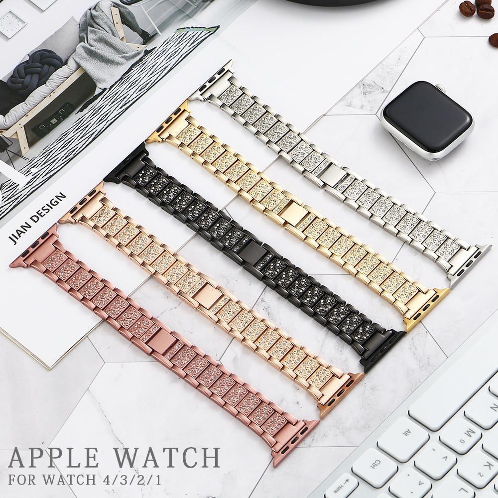 Band + Case Metal Strap For Apple Watch Series 5 Strap 40mm 44mm Diamond Ring 38mm 42mm Stainless Steel Bracelet iwatch 4/3/2/1