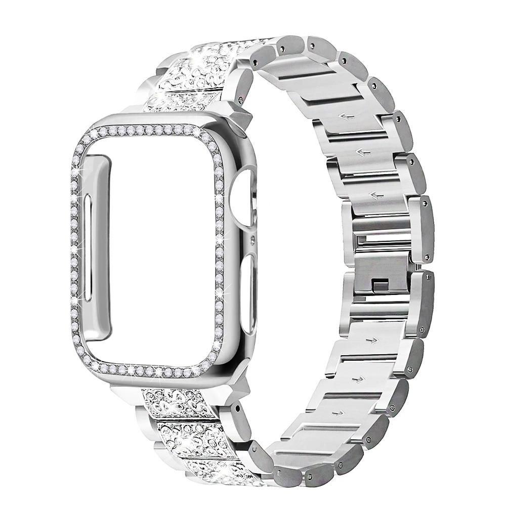 Band + Case Metal Strap For Apple Watch Series 5 Strap 40mm 44mm Diamond Ring 38mm 42mm Stainless Steel Bracelet iwatch 4/3/2/1