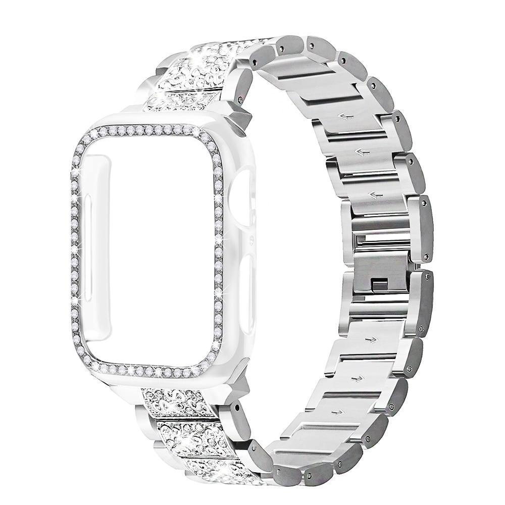 Band + Case Metal Strap For Apple Watch Series 5 Strap 40mm 44mm Diamond Ring 38mm 42mm Stainless Steel Bracelet iwatch 4/3/2/1