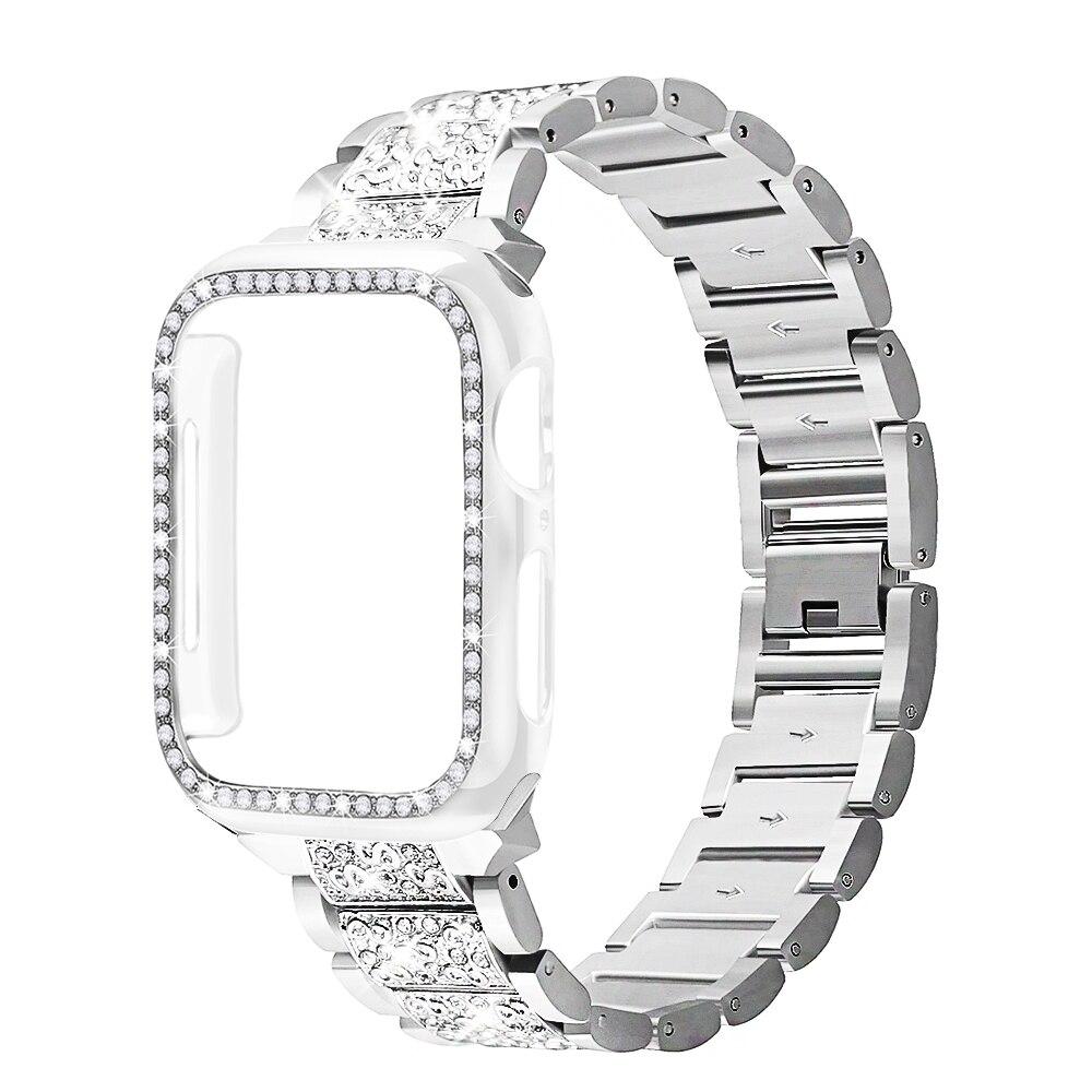 Strap + Case Suitable for Apple Watch 40mm 44mm 38mm 42mm band for iwatch series 5 4 3 2 1 stainless steel diamond bracelet