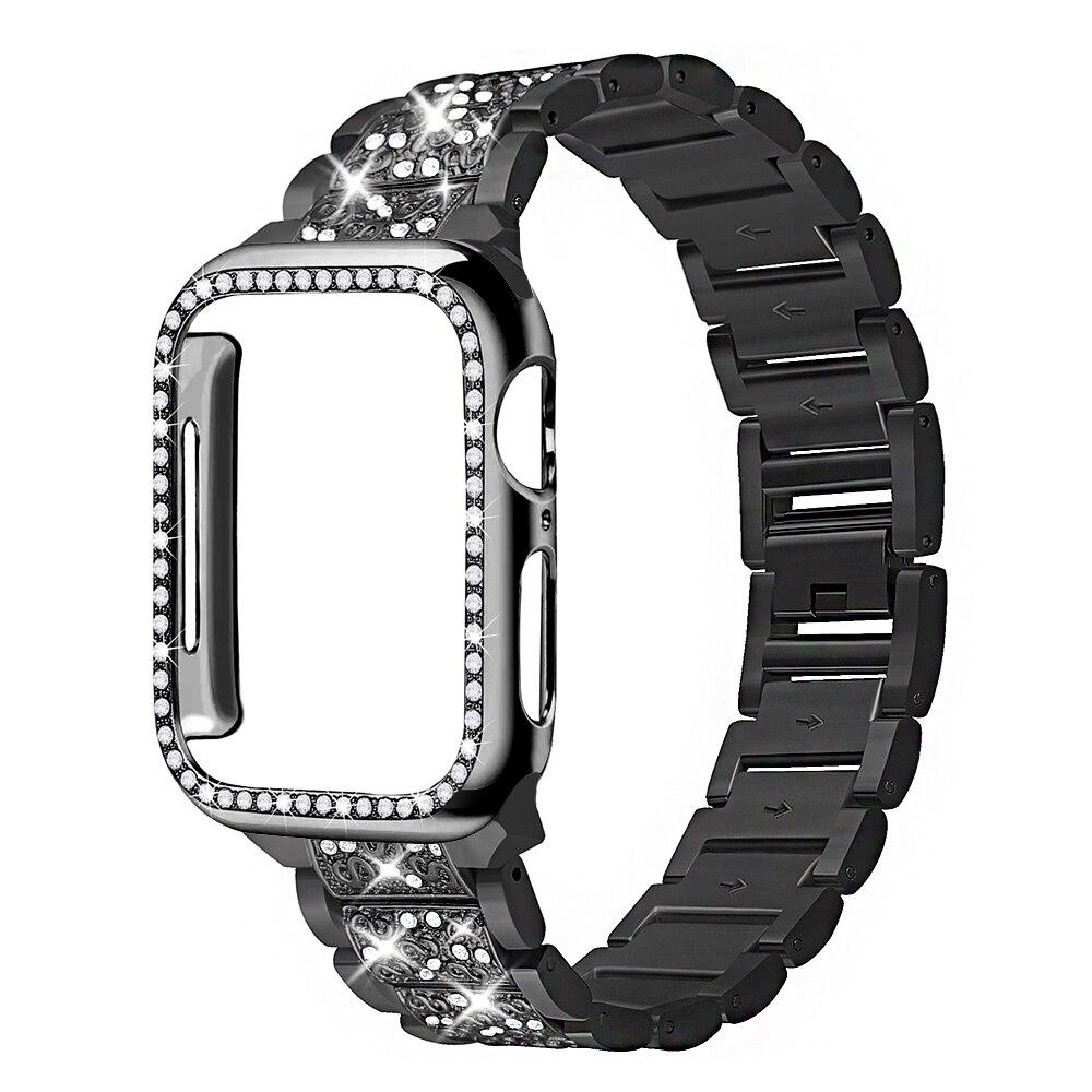 Strap + Case Suitable for Apple Watch 40mm 44mm 38mm 42mm band for iwatch series 5 4 3 2 1 stainless steel diamond bracelet