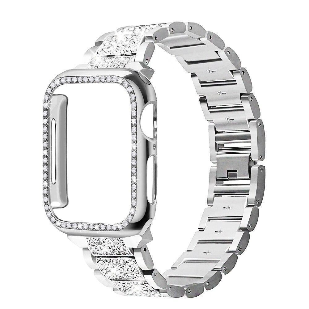 Strap + Case Suitable for Apple Watch 40mm 44mm 38mm 42mm band for iwatch series 5 4 3 2 1 stainless steel diamond bracelet