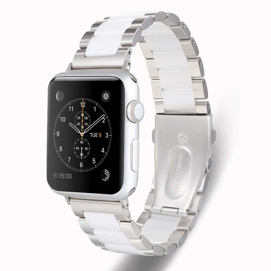 Suitable for Apple Watch band strap 40mm/38mm/44mm/42mm metal ceramic iwatch series 6 5/4/3/2/1 stainless steel ceramic strap