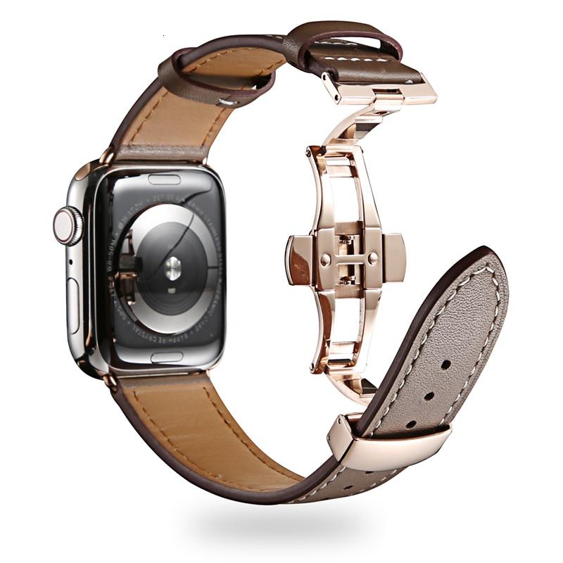 Cow Leather strap For Apple Watch band 44mm bracelet iwatch series 6 5 4 3 2 Luxury steel buckle 42mm loop 38mm Replacement 40mm