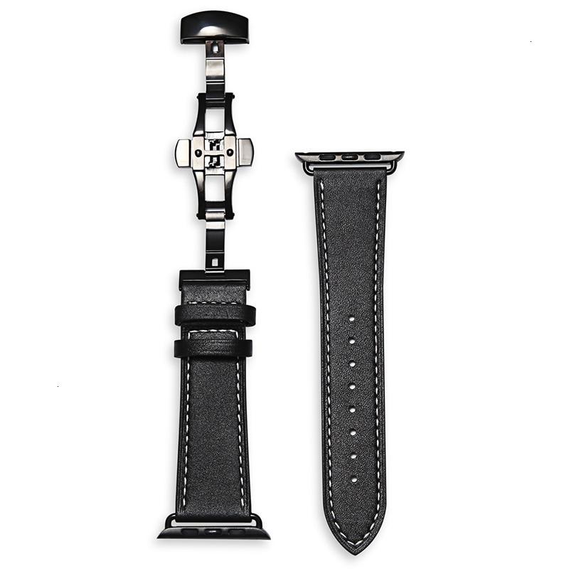 Cow Leather strap For Apple Watch band 44mm bracelet iwatch series 6 5 4 3 2 Luxury steel buckle 42mm loop 38mm Replacement 40mm