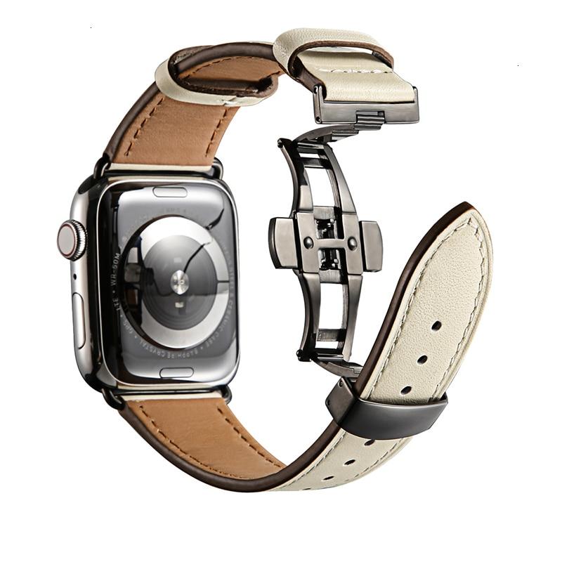 Cow Leather strap For Apple Watch band 44mm bracelet iwatch series 6 5 4 3 2 Luxury steel buckle 42mm loop 38mm Replacement 40mm