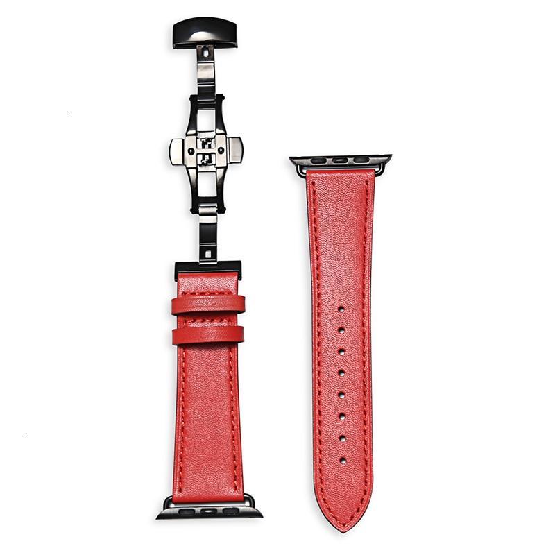 Cow Leather strap For Apple Watch band 44mm bracelet iwatch series 6 5 4 3 2 Luxury steel buckle 42mm loop 38mm Replacement 40mm