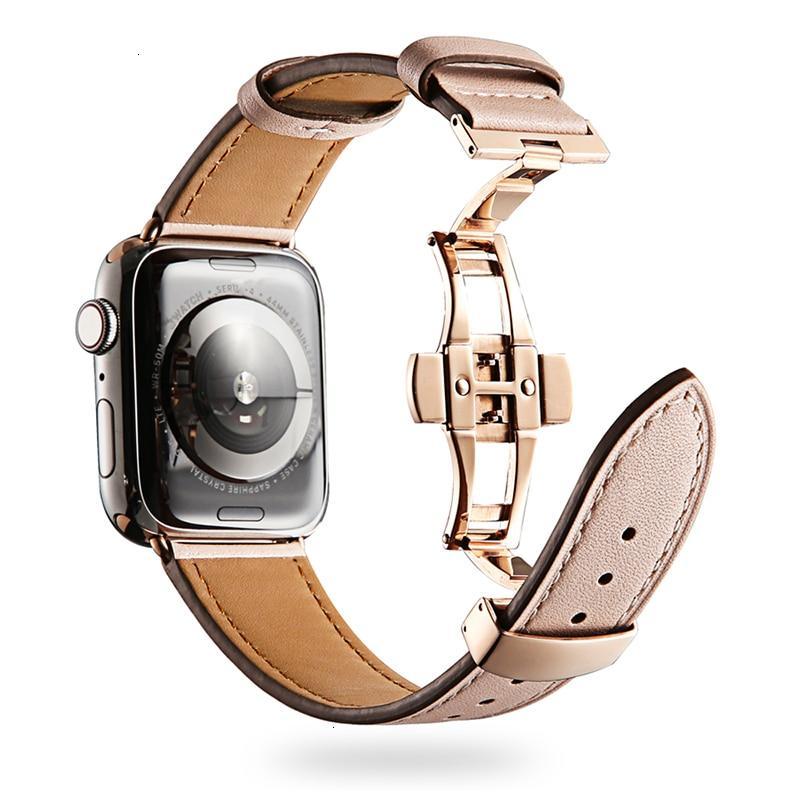 Cow Leather strap For Apple Watch band 44mm bracelet iwatch series 6 5 4 3 2 Luxury steel buckle 42mm loop 38mm Replacement 40mm