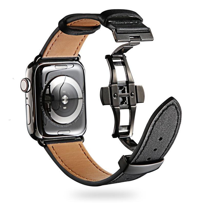 Cow Leather strap For Apple Watch band 44mm bracelet iwatch series 6 5 4 3 2 Luxury steel buckle 42mm loop 38mm Replacement 40mm