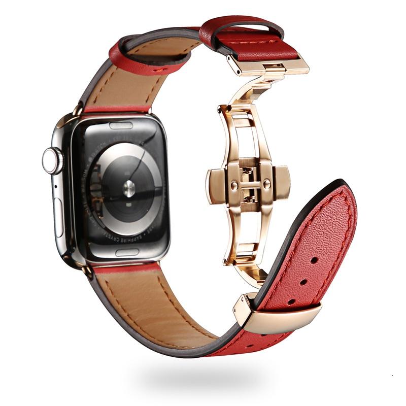 Cow Leather strap For Apple Watch band 44mm bracelet iwatch series 6 5 4 3 2 Luxury steel buckle 42mm loop 38mm Replacement 40mm