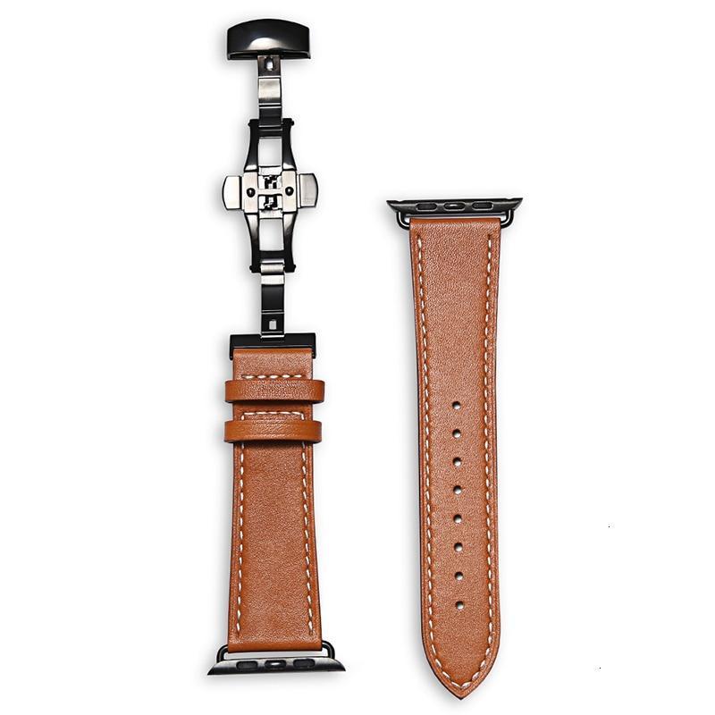 Cow Leather strap For Apple Watch band 44mm bracelet iwatch series 6 5 4 3 2 Luxury steel buckle 42mm loop 38mm Replacement 40mm