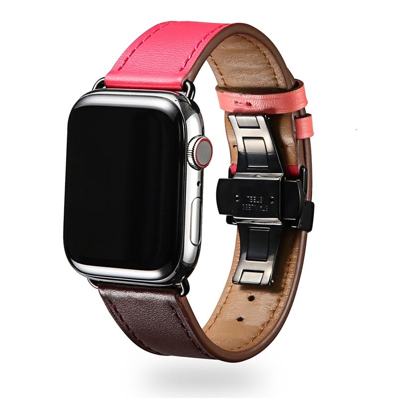 Cow Leather strap For Apple Watch band 44mm bracelet iwatch series 6 5 4 3 2 Luxury steel buckle 42mm loop 38mm Replacement 40mm