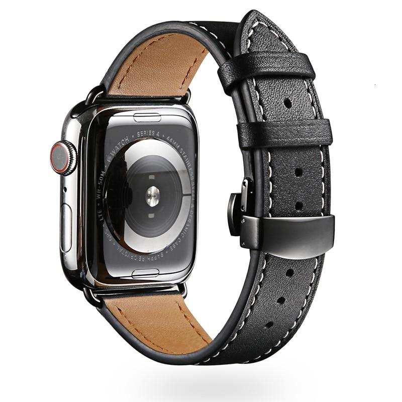 Cow Leather strap For Apple Watch band 44mm bracelet iwatch series 6 5 4 3 2 Luxury steel buckle 42mm loop 38mm Replacement 40mm