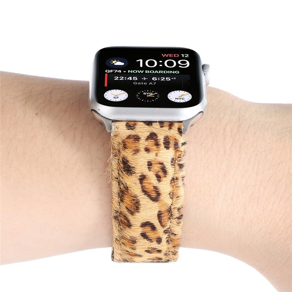 Leopard Grain Personality Strap for Apple Watch Band 40/44mm 38/42mm Fuzzy+Leather Bracelet for iWatch Series 6/SE/5/4/3/2 Belt