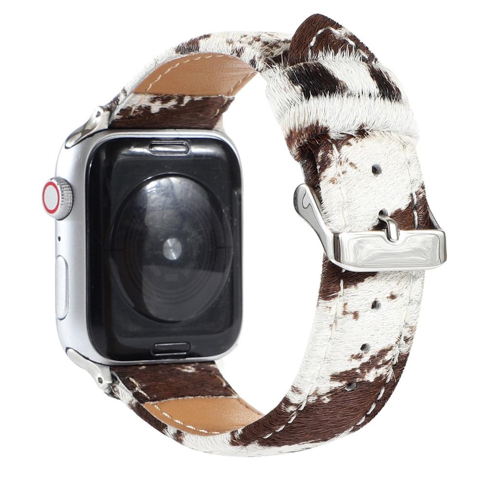 Leopard Grain Personality Strap for Apple Watch Band 40/44mm 38/42mm Fuzzy+Leather Bracelet for iWatch Series 6/SE/5/4/3/2 Belt