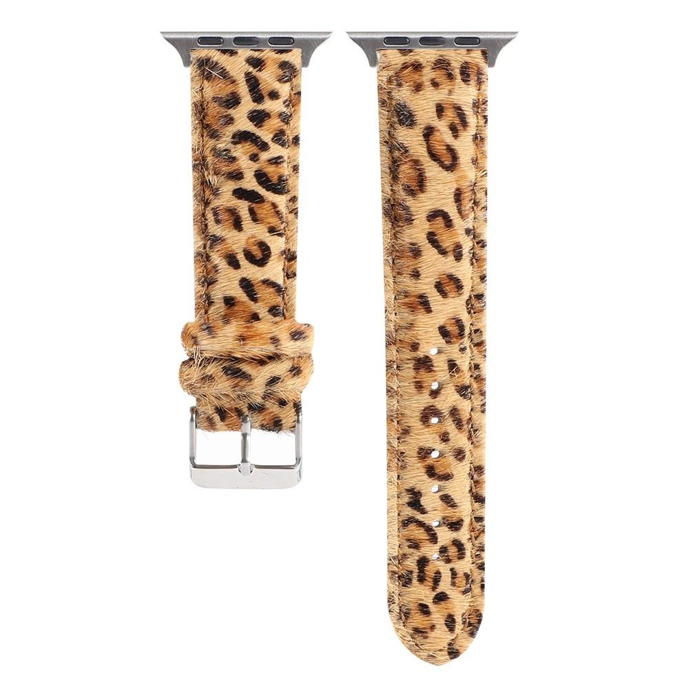 Leopard Grain Personality Strap for Apple Watch Band 40/44mm 38/42mm Fuzzy+Leather Bracelet for iWatch Series 6/SE/5/4/3/2 Belt