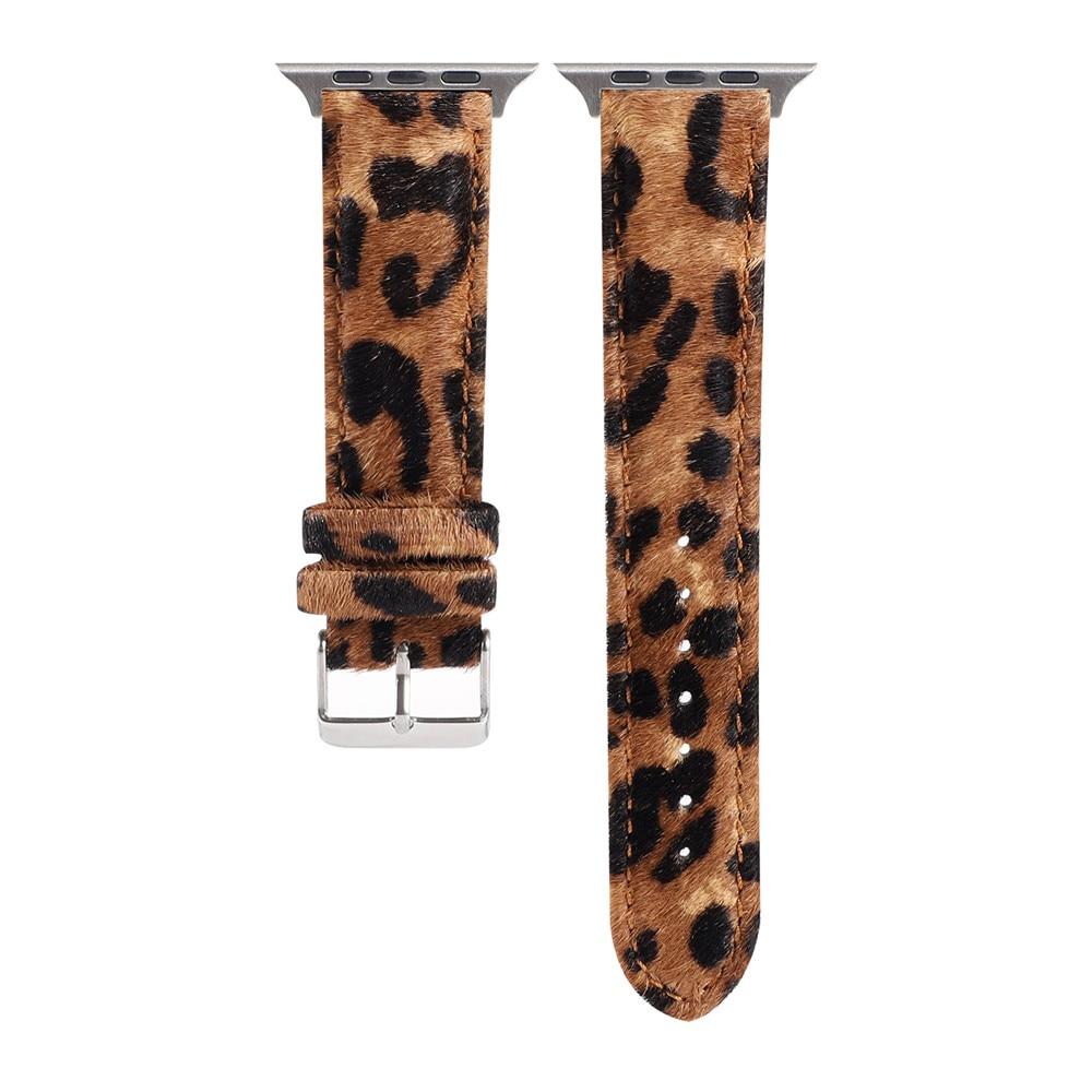 Leopard Grain Personality Strap for Apple Watch Band 40/44mm 38/42mm Fuzzy+Leather Bracelet for iWatch Series 6/SE/5/4/3/2 Belt