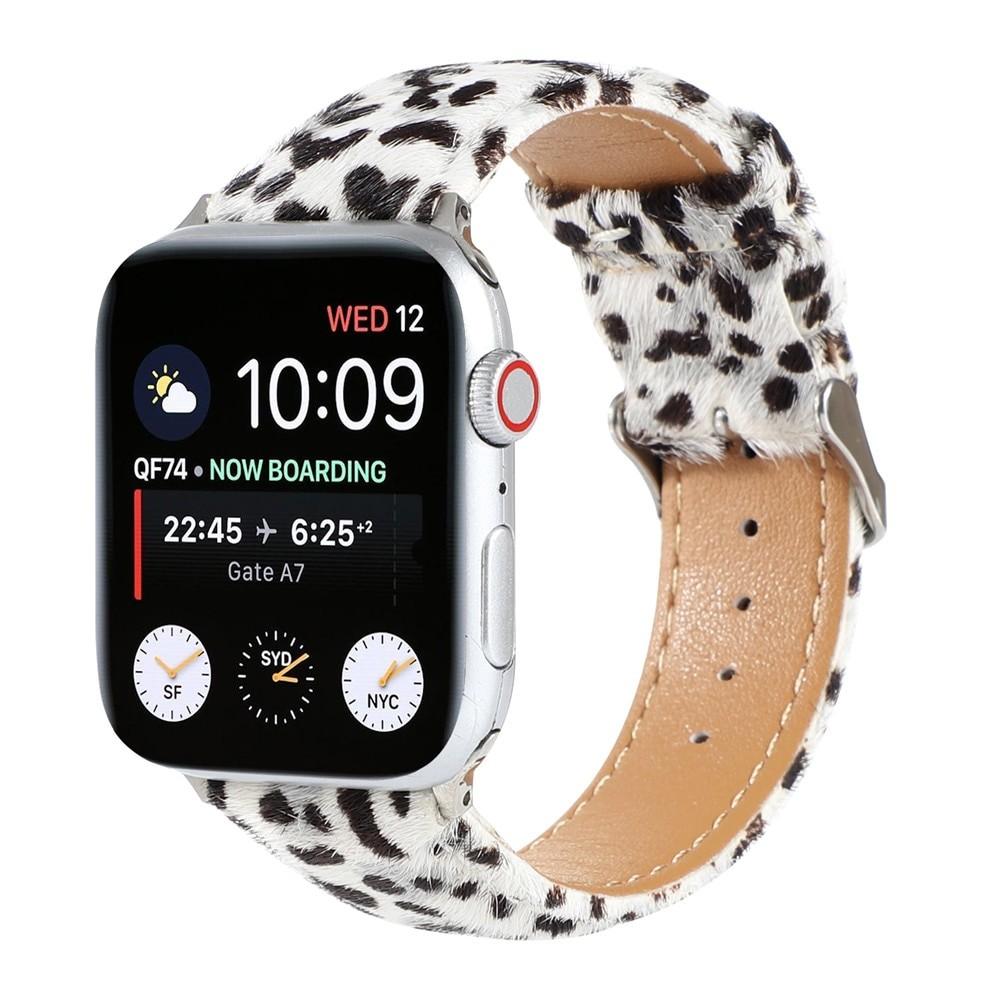 Leopard Grain Personality Strap for Apple Watch Band 40/44mm 38/42mm Fuzzy+Leather Bracelet for iWatch Series 6/SE/5/4/3/2 Belt