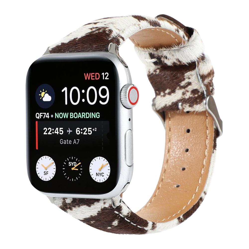 Leopard Grain Personality Strap for Apple Watch Band 40/44mm 38/42mm Fuzzy+Leather Bracelet for iWatch Series 6/SE/5/4/3/2 Belt