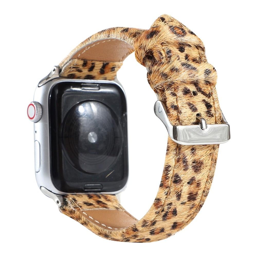 Leopard Grain Personality Strap for Apple Watch Band 40/44mm 38/42mm Fuzzy+Leather Bracelet for iWatch Series 6/SE/5/4/3/2 Belt