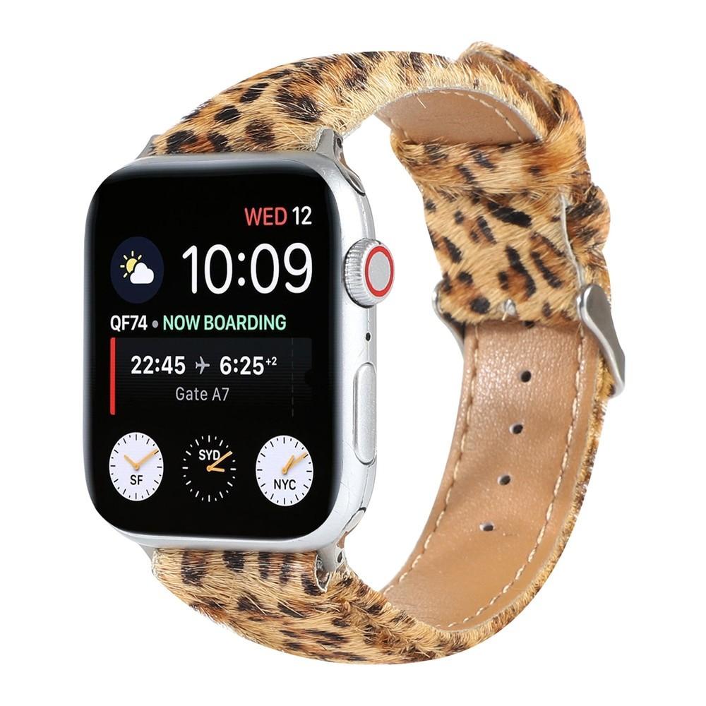 Leopard Grain Personality Strap for Apple Watch Band 40/44mm 38/42mm Fuzzy+Leather Bracelet for iWatch Series 6/SE/5/4/3/2 Belt