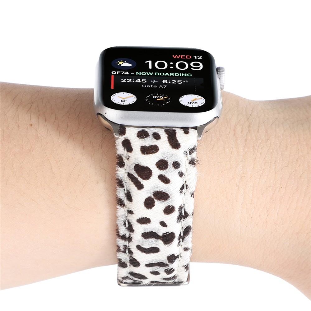 Leopard Grain Personality Strap for Apple Watch Band 40/44mm 38/42mm Fuzzy+Leather Bracelet for iWatch Series 6/SE/5/4/3/2 Belt