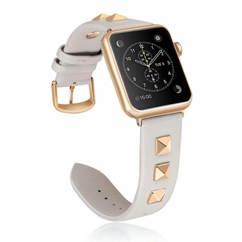 Luxury Rivet Style Leather Watchband for Apple Watch Band Series 5 4 3 2 1 Bracelet Men/Women Strap 40mm 44mm 38mm 42mm - Image 2