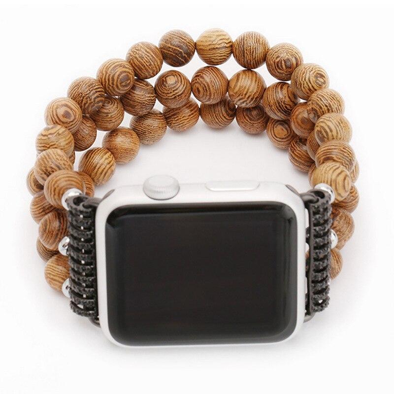 Wooden Band For Apple Watch Iwatch 5 4 3 2 1 Bracelet Retro Simple Strap 38mm/42mm/ 40mm/44mm Beads Loop apple watch band belt