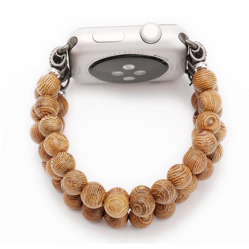 Wooden Band For Apple Watch Iwatch 5 4 3 2 1 Bracelet Retro Simple Strap 38mm/42mm/ 40mm/44mm Beads Loop apple watch band belt