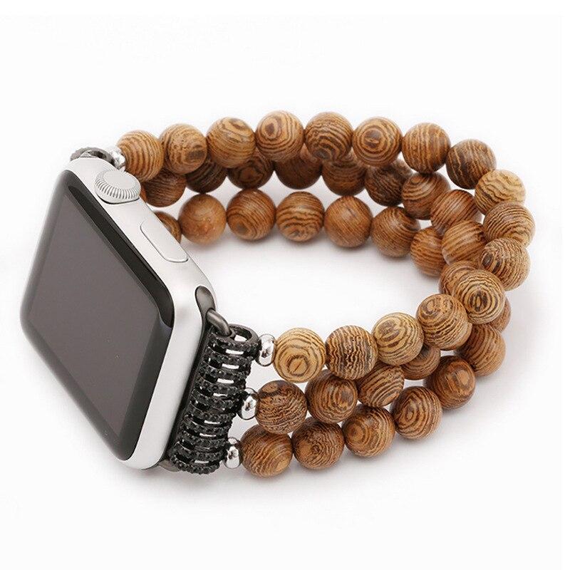 Wooden Band For Apple Watch Iwatch 5 4 3 2 1 Bracelet Retro Simple Strap 38mm/42mm/ 40mm/44mm Beads Loop apple watch band belt