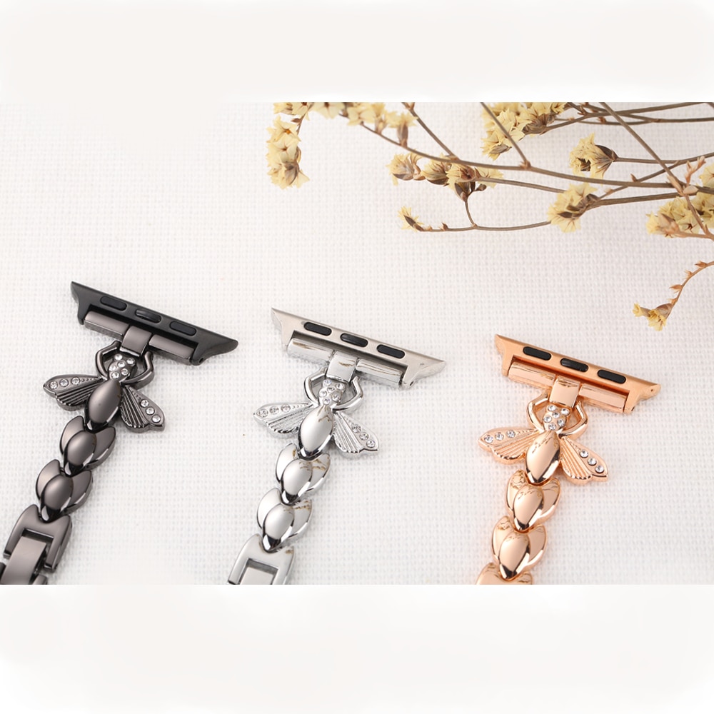 Women Diamond band for Apple watch strap 38/42mm 44/40mm stainless steel bracelet for iwatch series 6 SE 5 4 3 2 watchband
