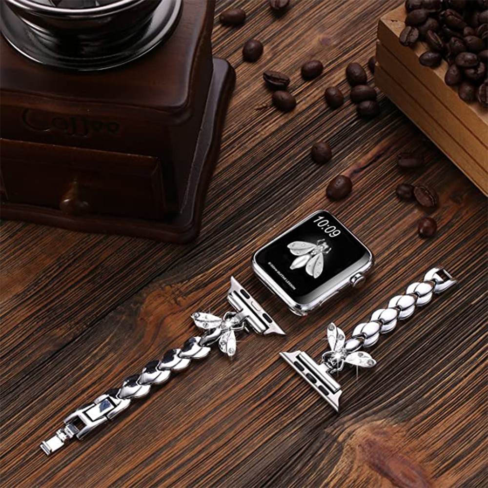 Women Diamond band for Apple watch strap 38/42mm 44/40mm stainless steel bracelet for iwatch series 6 SE 5 4 3 2 watchband