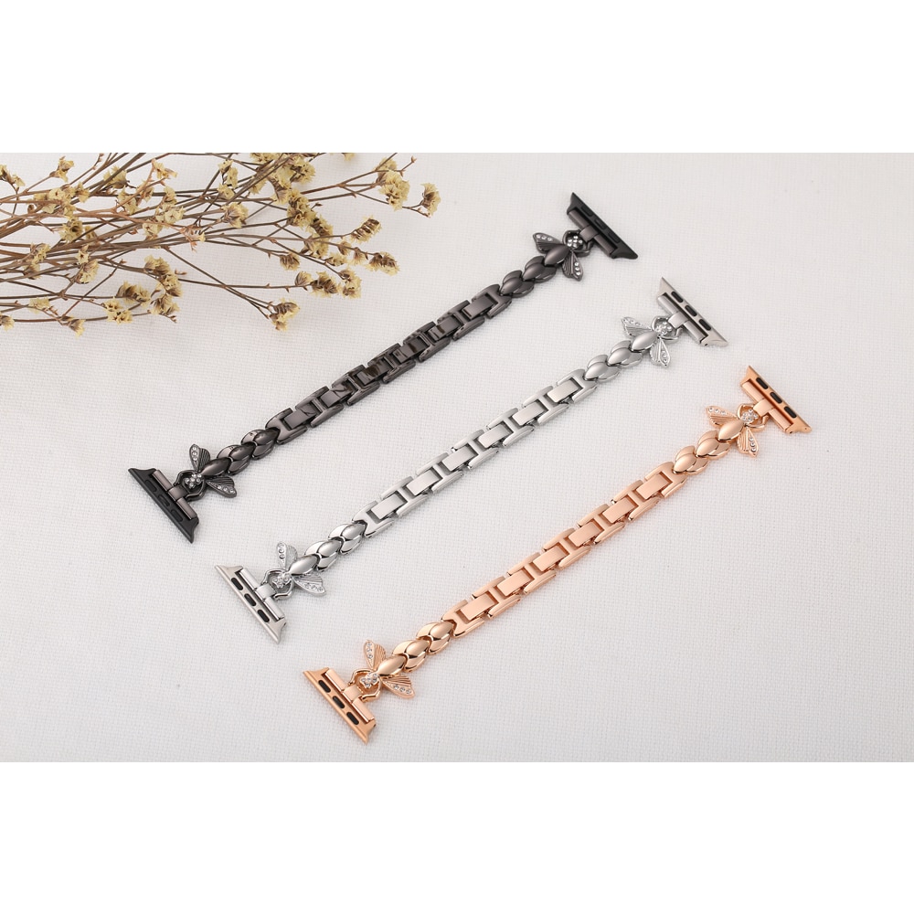 Women Diamond band for Apple watch strap 38/42mm 44/40mm stainless steel bracelet for iwatch series 6 SE 5 4 3 2 watchband