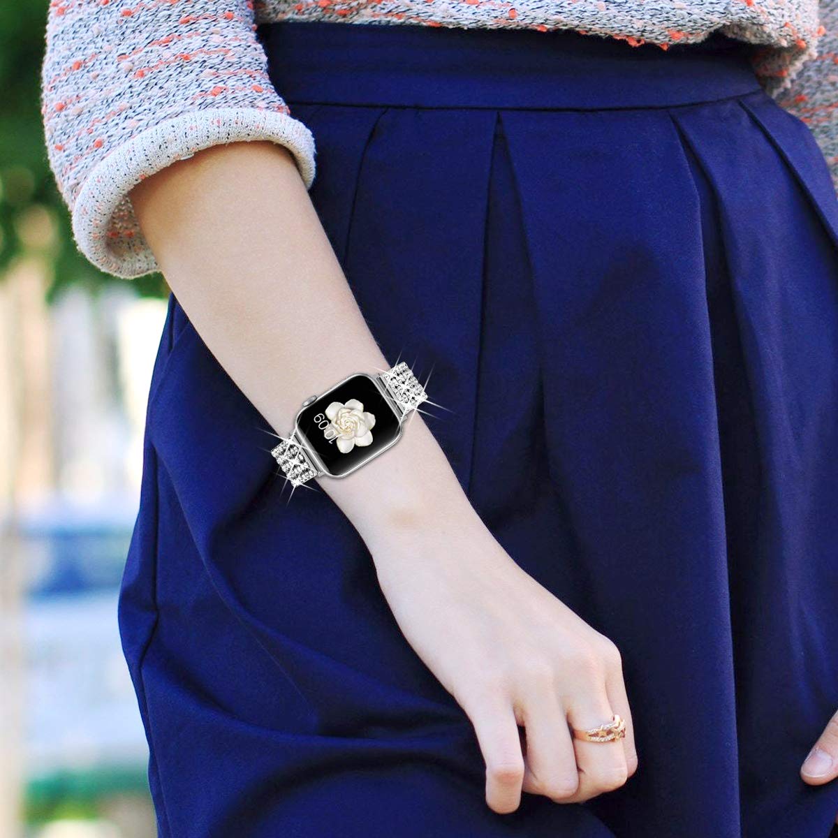 Diamond Strap For Apple Watch Series 6 SE 5 4 Bracelet Stainless Steel Belt For Apple Watch 3 Band 38mm 42mm 44mm 40mm Straps