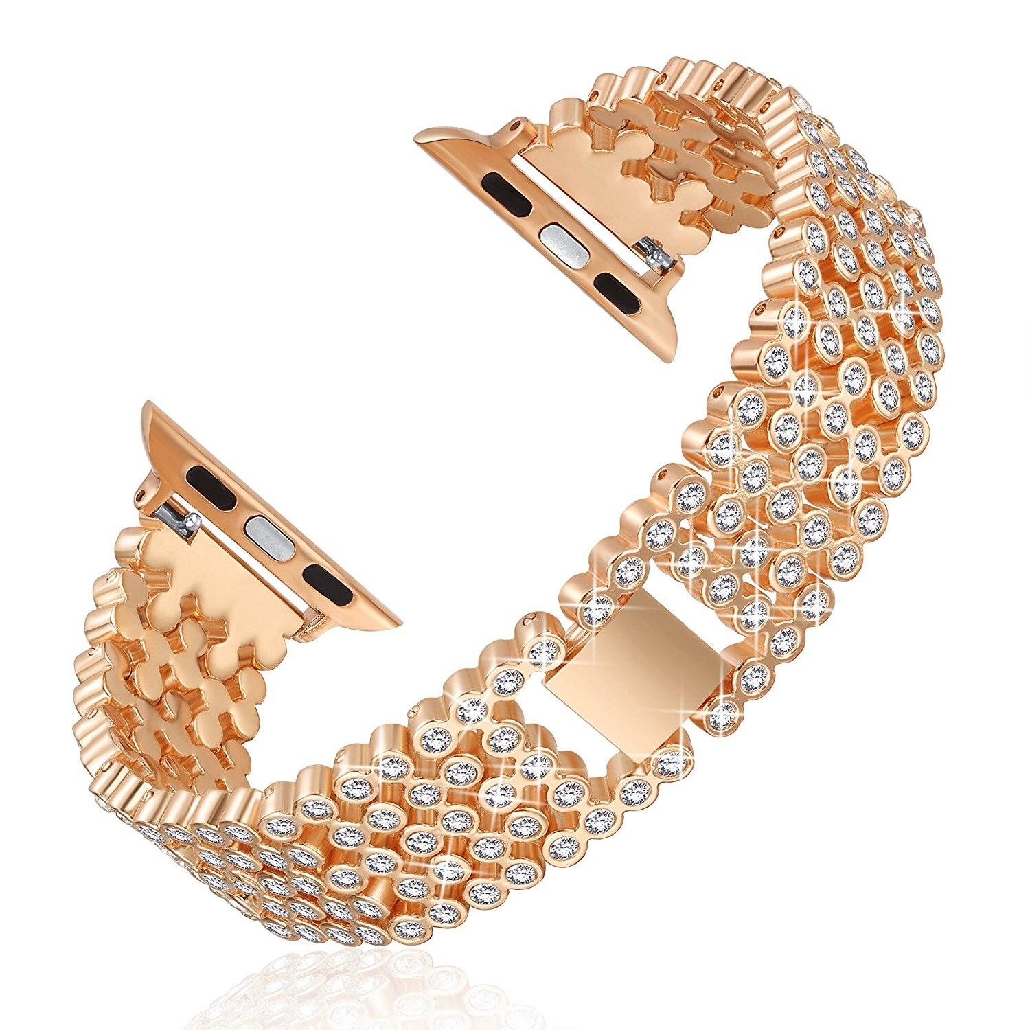 Diamond Strap For Apple Watch Series 6 SE 5 4 Bracelet Stainless Steel Belt For Apple Watch 3 Band 38mm 42mm 44mm 40mm Straps