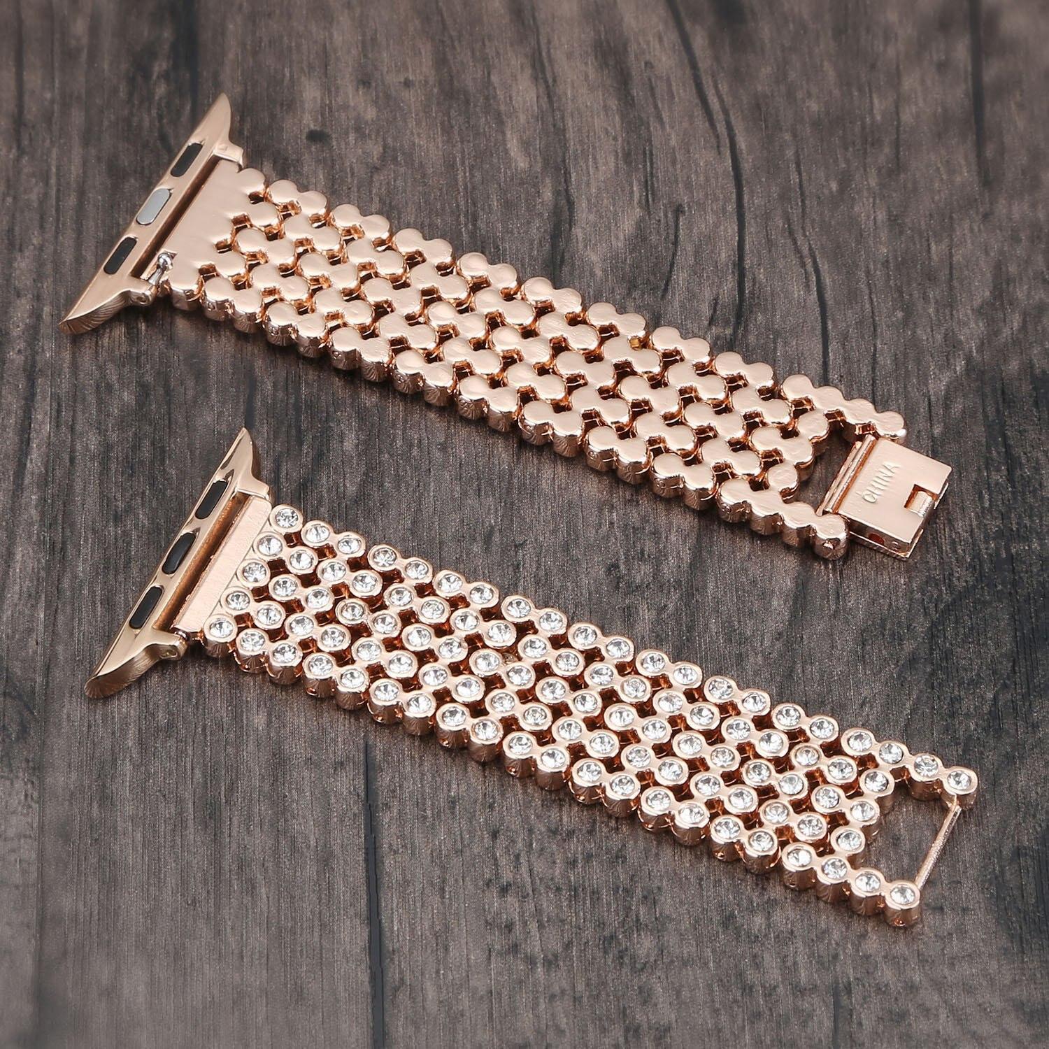 Diamond Strap For Apple Watch Series 6 SE 5 4 Bracelet Stainless Steel Belt For Apple Watch 3 Band 38mm 42mm 44mm 40mm Straps