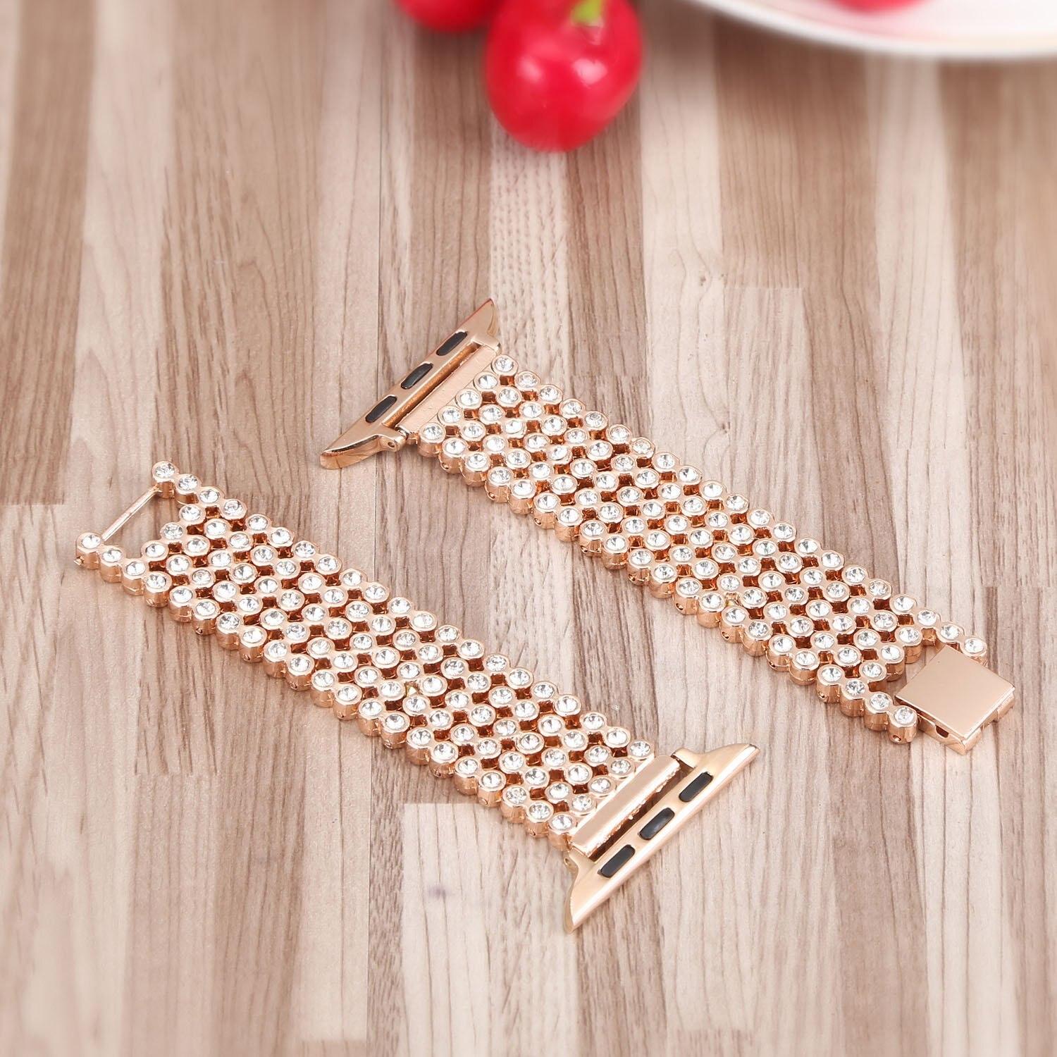 Diamond Strap For Apple Watch Series 6 SE 5 4 Bracelet Stainless Steel Belt For Apple Watch 3 Band 38mm 42mm 44mm 40mm Straps