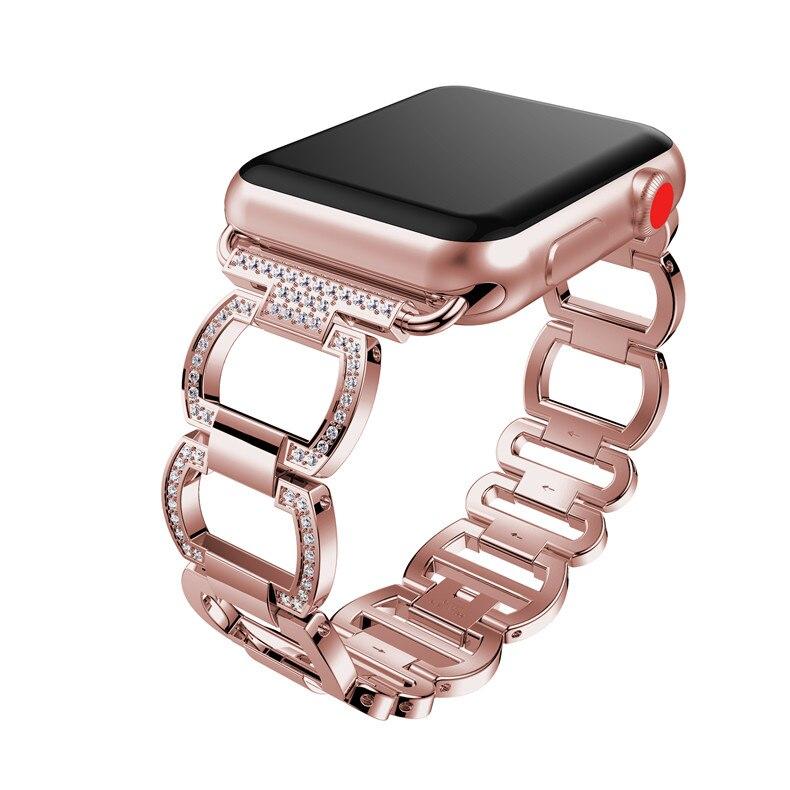 women Diamond Strap For Apple Watch Band 38mm 42mm 40/44mm link Bracelet Metal Stainless Steel Band for iWatch Series 6 SE 5 4 3