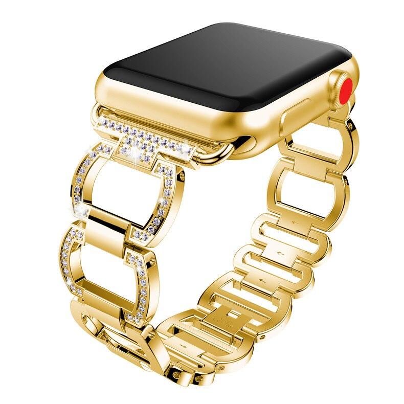 women Diamond Strap For Apple Watch Band 38mm 42mm 40/44mm link Bracelet Metal Stainless Steel Band for iWatch Series 6 SE 5 4 3