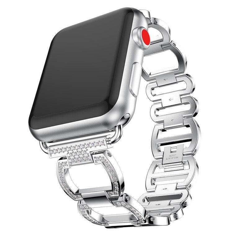 women Diamond Strap For Apple Watch Band 38mm 42mm 40/44mm link Bracelet Metal Stainless Steel Band for iWatch Series 6 SE 5 4 3