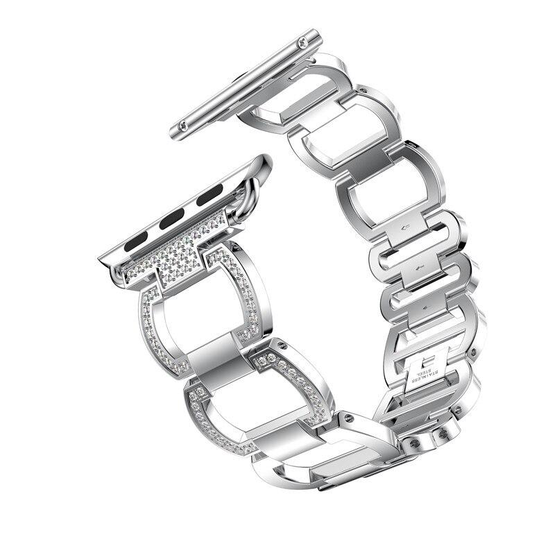 women Diamond Strap For Apple Watch Band 38mm 42mm 40/44mm link Bracelet Metal Stainless Steel Band for iWatch Series 6 SE 5 4 3