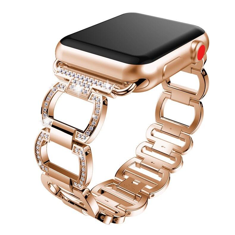 women Diamond Strap For Apple Watch Band 38mm 42mm 40/44mm link Bracelet Metal Stainless Steel Band for iWatch Series 6 SE 5 4 3