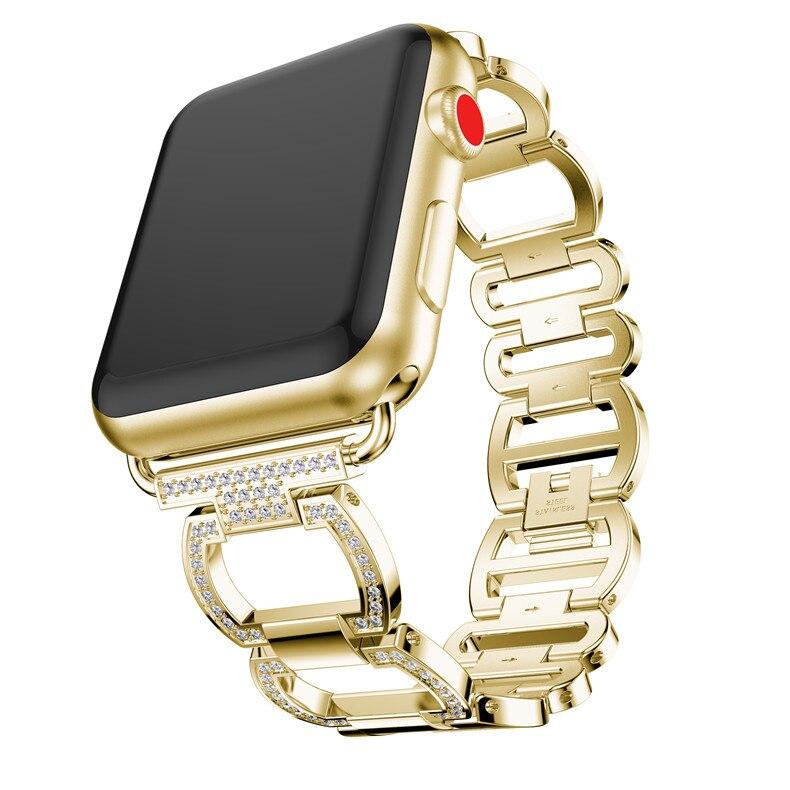women Diamond Strap For Apple Watch Band 38mm 42mm 40/44mm link Bracelet Metal Stainless Steel Band for iWatch Series 6 SE 5 4 3