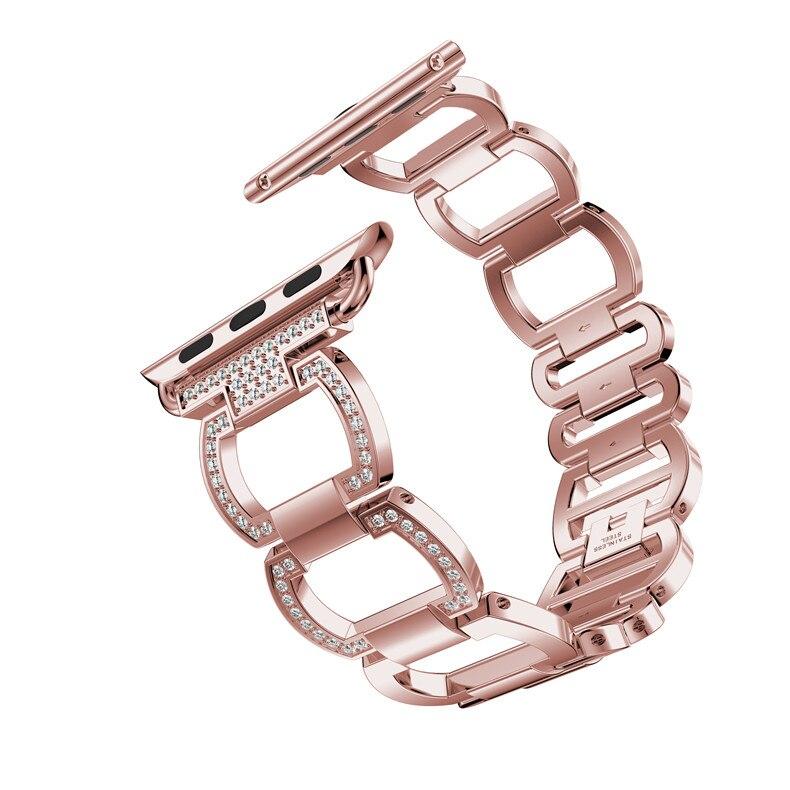 women Diamond Strap For Apple Watch Band 38mm 42mm 40/44mm link Bracelet Metal Stainless Steel Band for iWatch Series 6 SE 5 4 3