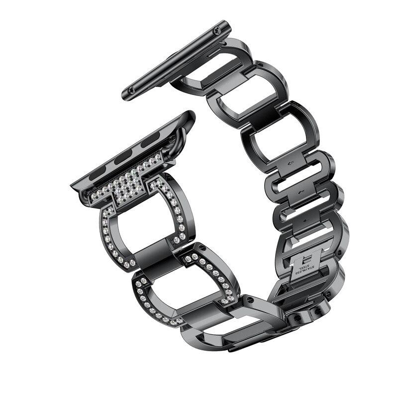 women Diamond Strap For Apple Watch Band 38mm 42mm 40/44mm link Bracelet Metal Stainless Steel Band for iWatch Series 6 SE 5 4 3